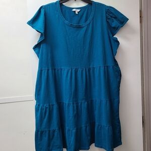 Time and Tru Blue tiered knit dress with pockets xxxl (22)